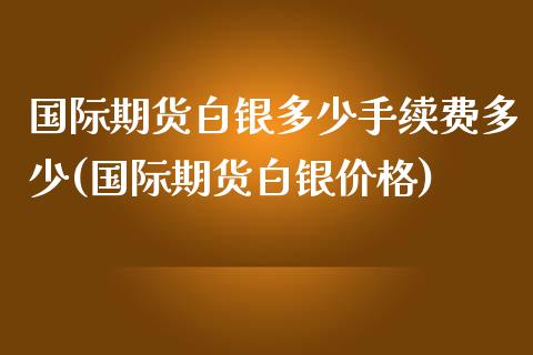 国际期货白银多少手续费多少(国际期货白银价格)