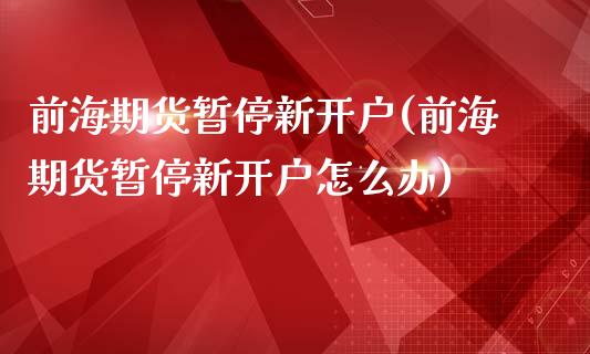 前海期货暂停新开户(前海期货暂停新开户怎么办)