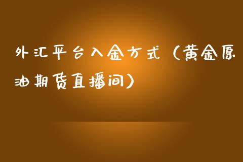 外汇平台入金方式（黄金原油期货直播间）