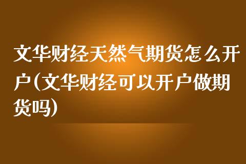 文华财经天然气期货怎么开户(文华财经可以开户做期货吗)