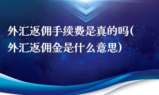 外汇返佣手续费是真的吗(外汇返佣金是什么意思)