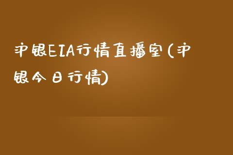 沪银EIA行情直播室(沪银今日行情)