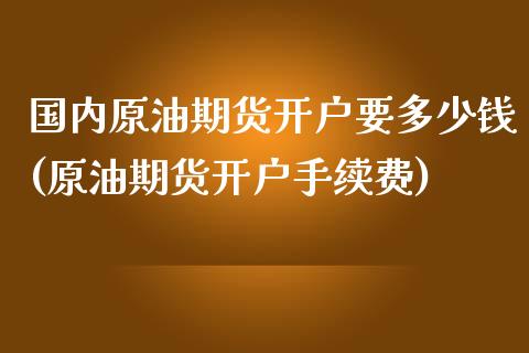 国内原油期货开户要多少钱(原油期货开户手续费)