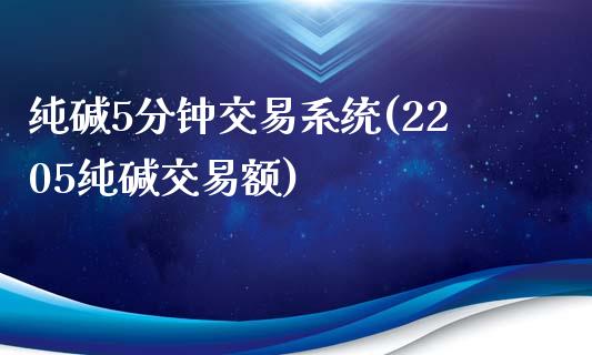 纯碱5分钟交易系统(2205纯碱交易额)