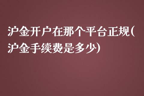 沪金开户在那个平台正规(沪金手续费是多少)