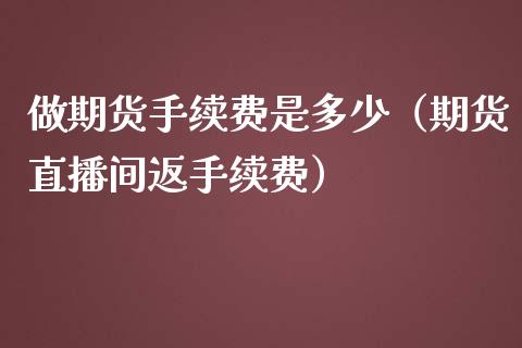 做期货手续费是多少（期货直播间返手续费）