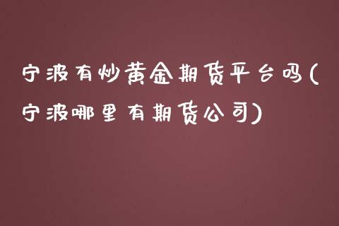 宁波有炒黄金期货平台吗(宁波哪里有期货公司)