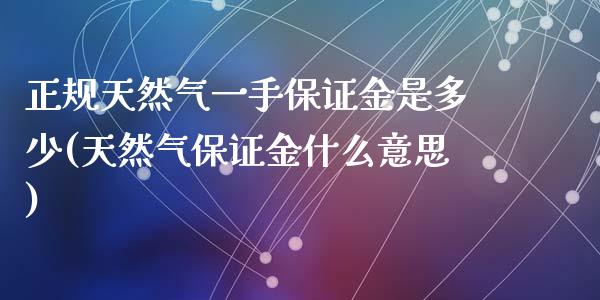 正规天然气一手保证金是多少(天然气保证金什么意思)