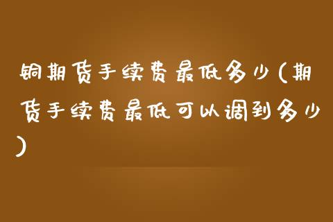 铜期货手续费最低多少(期货手续费最低可以调到多少)