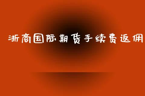 浙商国际期货手续费返佣