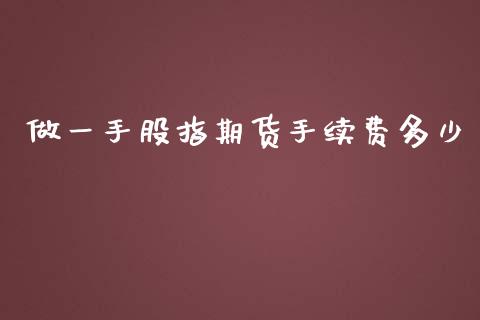 做一手股指期货手续费多少