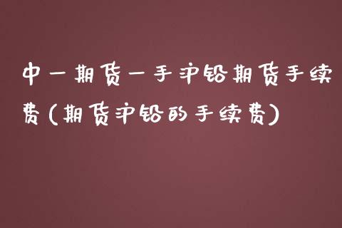 中一期货一手沪铅期货手续费(期货沪铅的手续费)