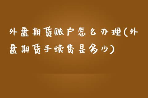 外盘期货账户怎么办理(外盘期货手续费是多少)