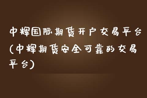 中辉国际期货开户交易平台(中辉期货安全可靠的交易平台)