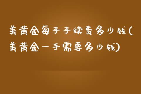 美黄金每手手续费多少钱(美黄金一手需要多少钱)