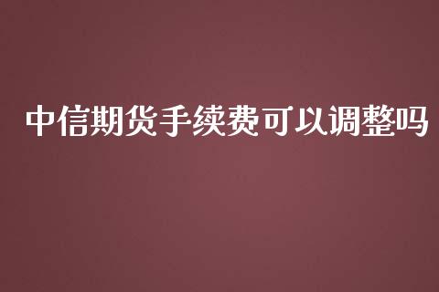 中信期货手续费可以调整吗