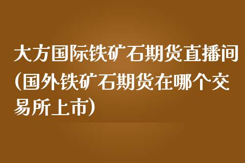 大方国际铁矿石期货直播间(国外铁矿石期货在哪个交易所上市)