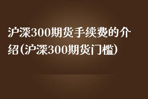 沪深300期货手续费的介绍(沪深300期货门槛)