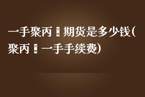 一手聚丙烯期货是多少钱(聚丙烯一手手续费)