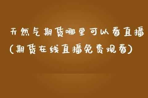 天然气期货哪里可以看直播(期货在线直播免费观看)