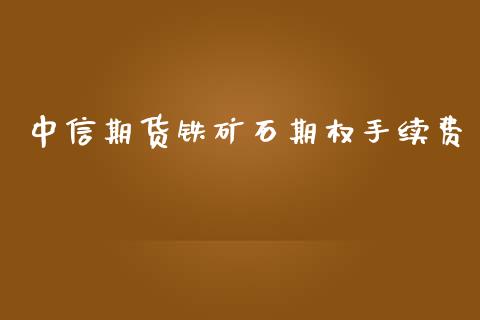 中信期货铁矿石期权手续费