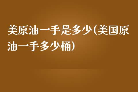 美原油一手是多少(美国原油一手多少桶)