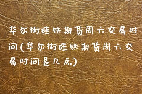 华尔街硅铁期货周六交易时间(华尔街硅铁期货周六交易时间是几点)