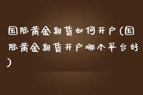 国际黄金期货如何开户(国际黄金期货开户哪个平台好)