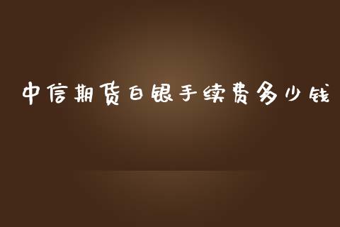 中信期货白银手续费多少钱