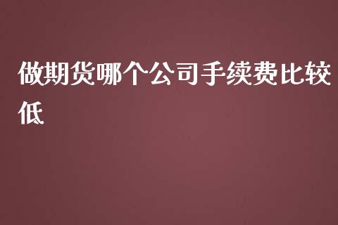 做期货哪个公司手续费比较低